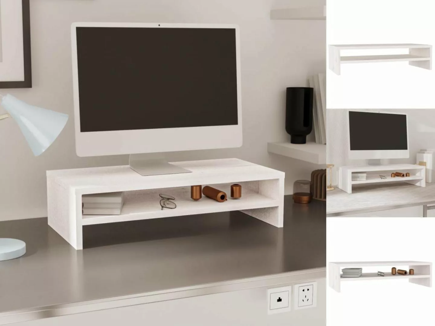 vidaXL TV-Schrank Monitorständer Weiß 50x24x13 cm Massivholz Kiefer TV-Kons günstig online kaufen
