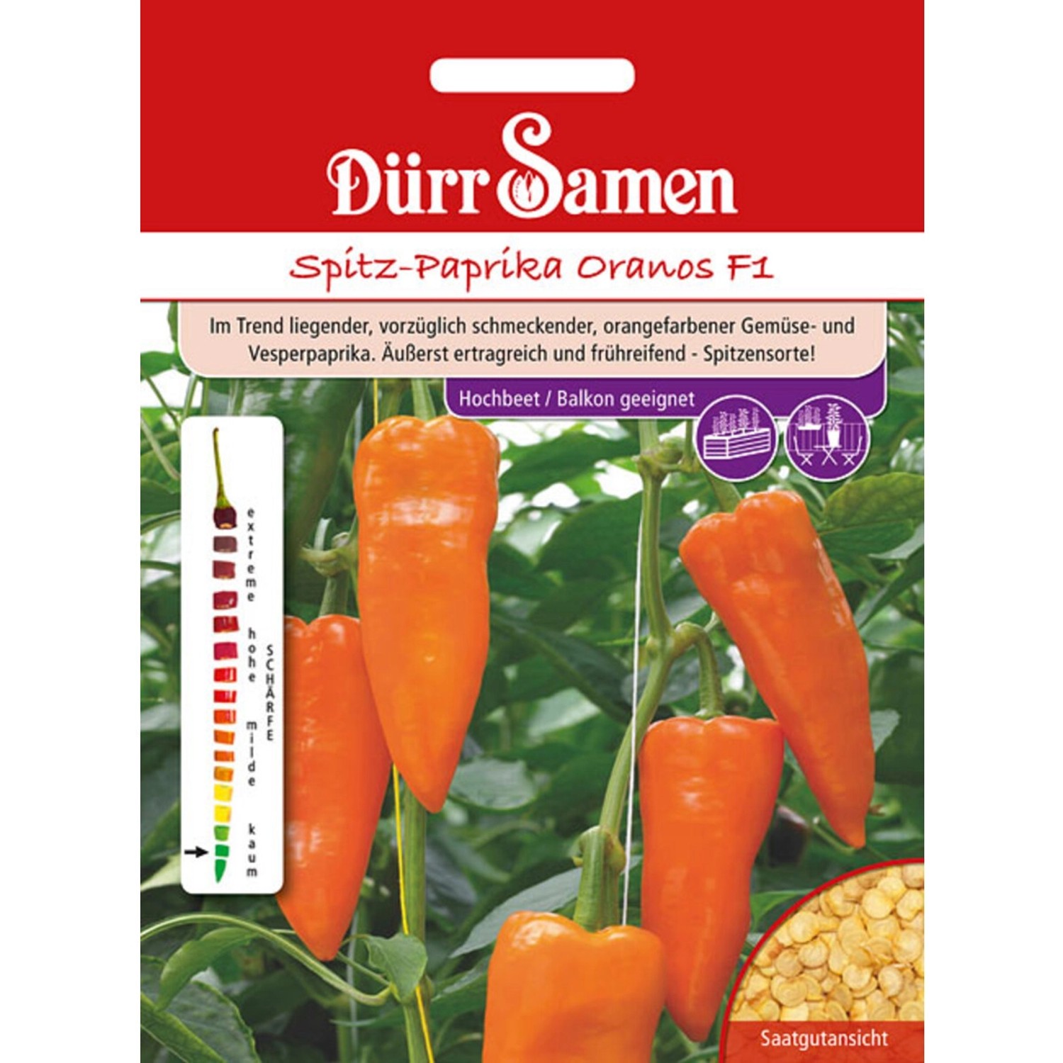 Dürr Samen Spitz-Paprika Oranos F1 Saatgut günstig online kaufen