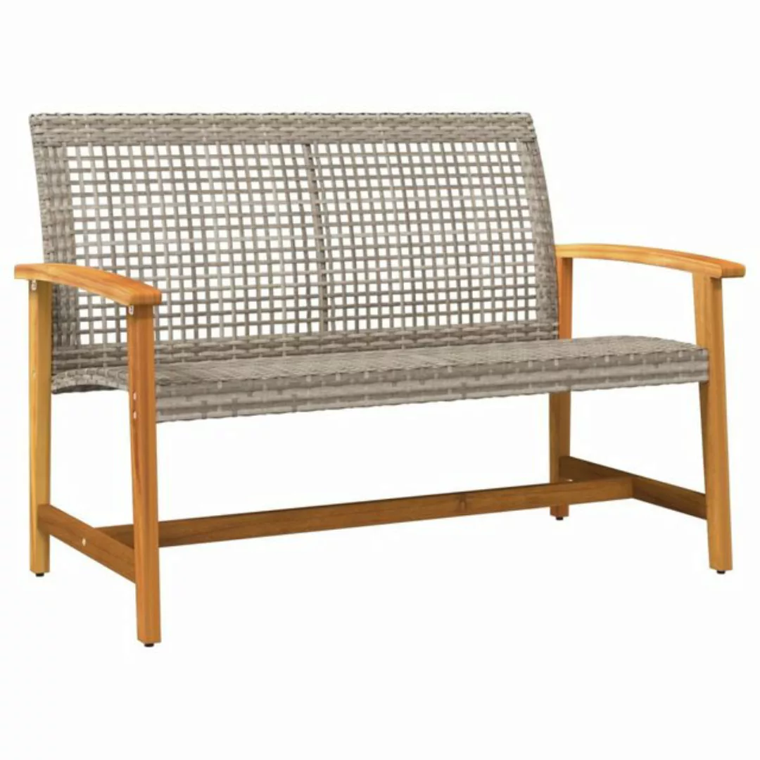 vidaXL Sofaelement Gartenbank Grau 112 cm Poly Rattan und Akazienholz (1 St günstig online kaufen