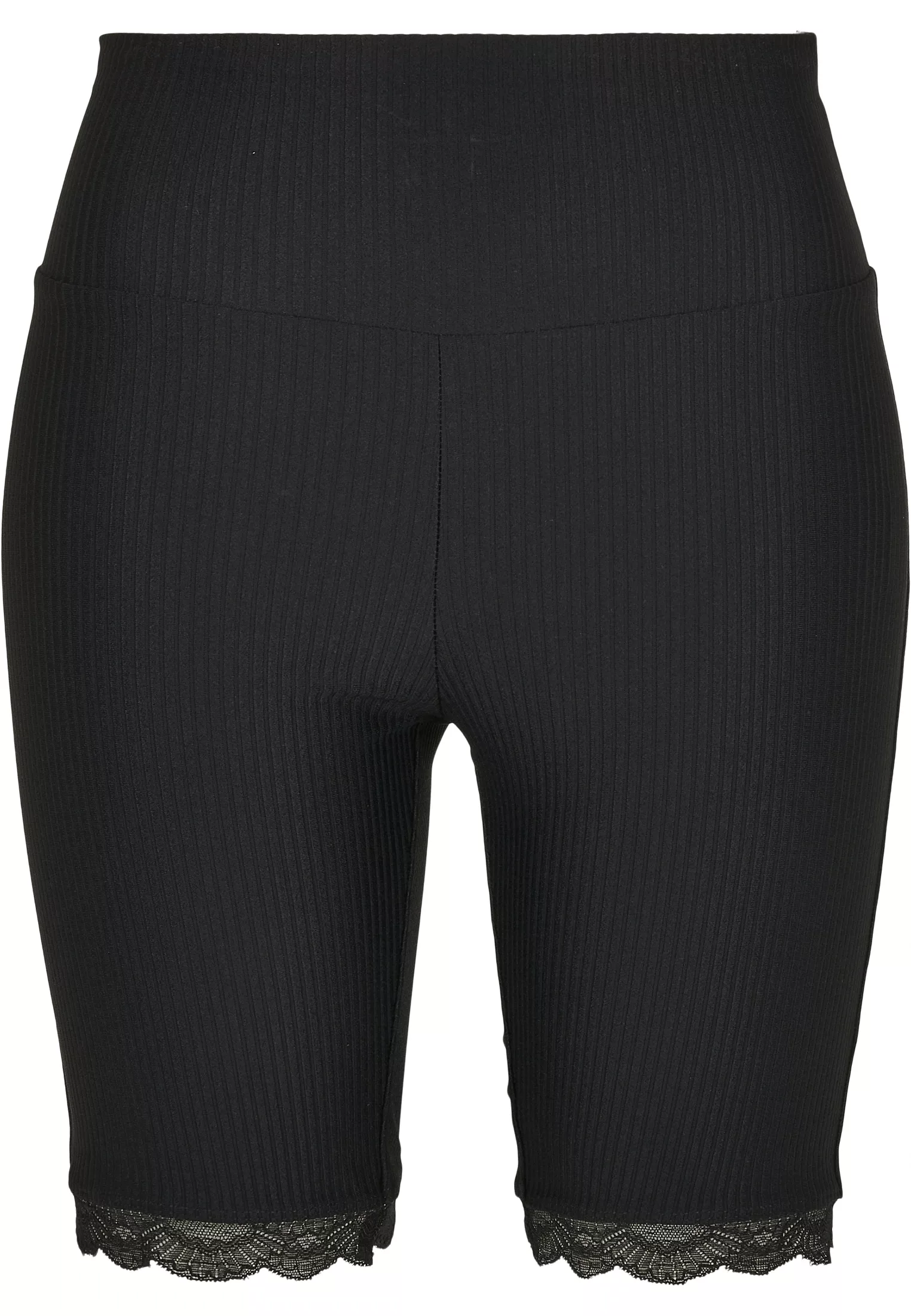 URBAN CLASSICS Stoffhose "Damen Ladies High Waist Rib Lace Hem Cycle Shorts günstig online kaufen