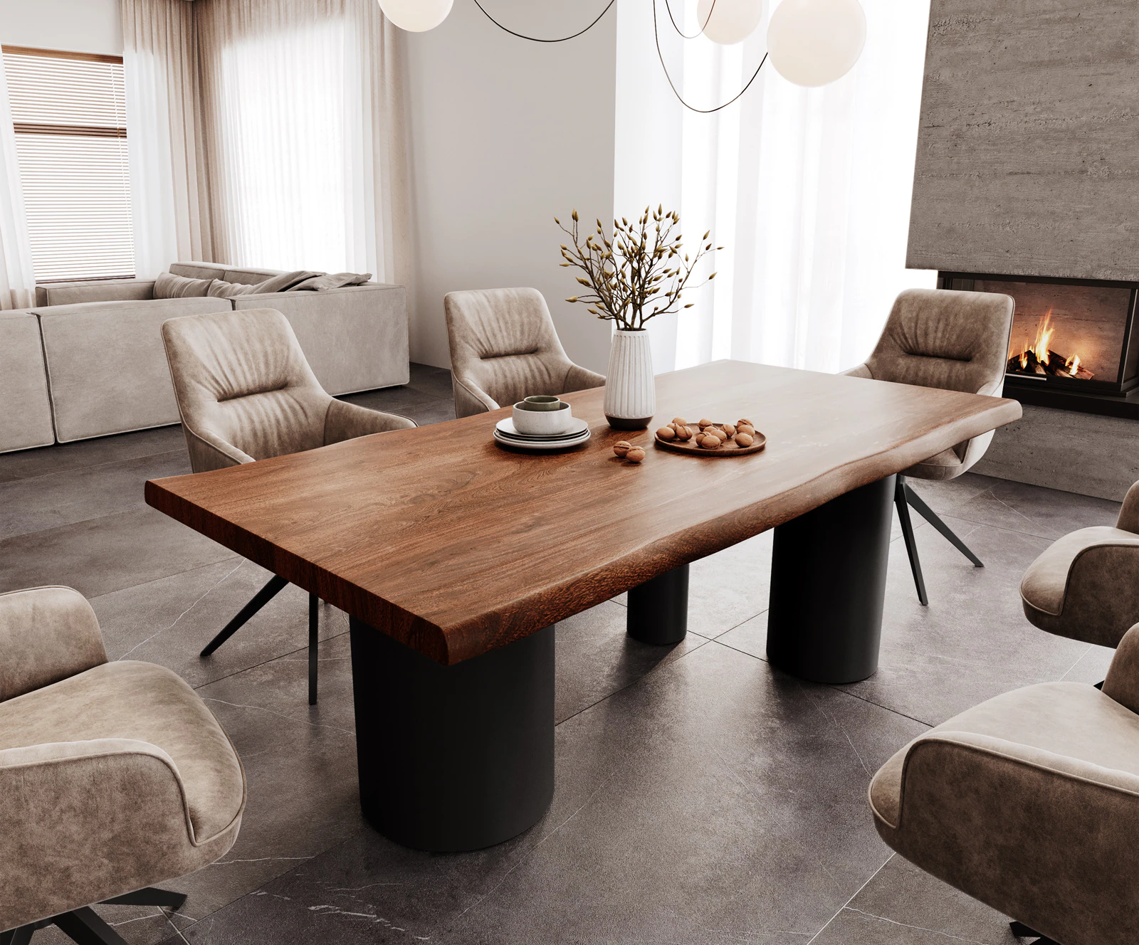 Esstisch Edge 200x100 XL Akazie Braun Troa Metall Schwarz Live-Edge günstig online kaufen