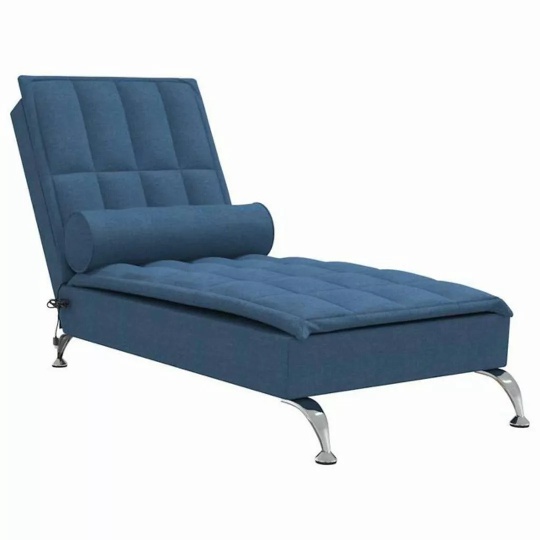 vidaXL Chaiselongue, Massage-Chaiselongue mit Nackenrolle Blau Stoff günstig online kaufen