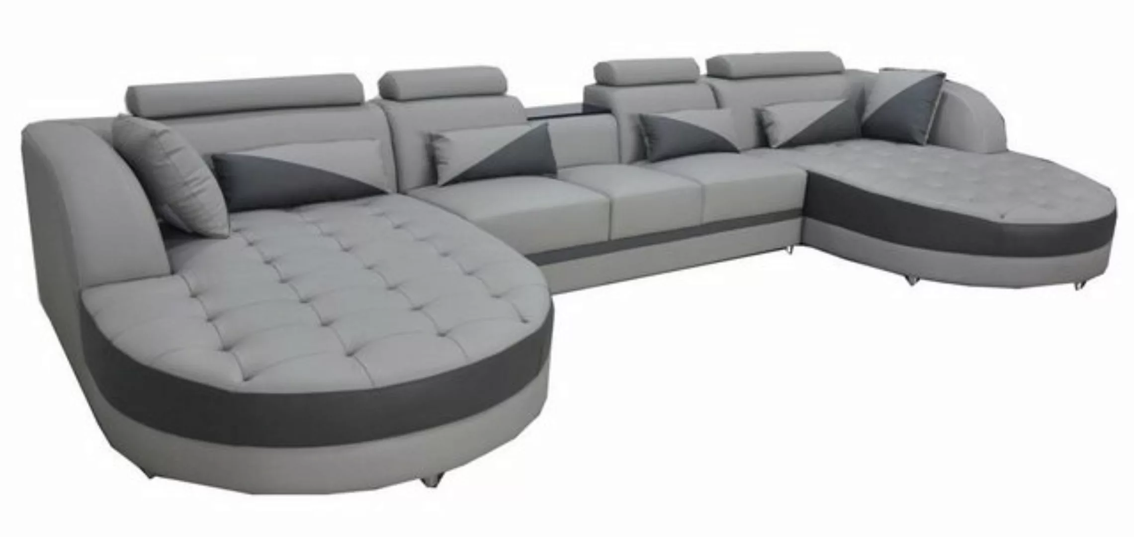 JVmoebel Ecksofa Wohnlandschaft Bettfunktion Graue Ecksofa U-Form Couch Des günstig online kaufen