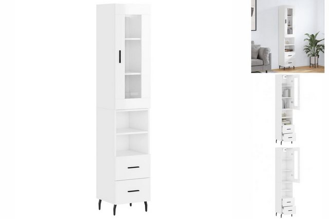 vidaXL Vitrine Highboard Hochglanz-Weiß 34,5x34x180 cm Spanplatte Glas Vitr günstig online kaufen