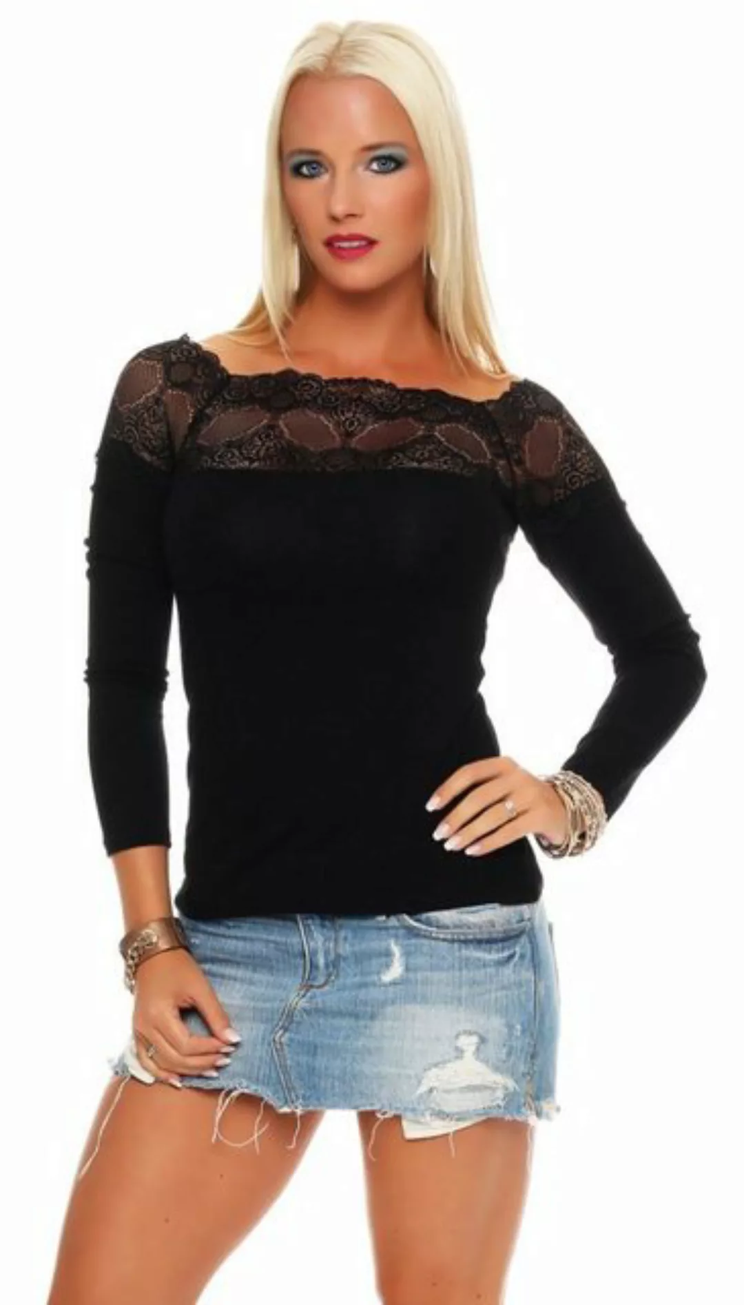 Mississhop Spitzenshirt Spitzenshirt Spitze Spitzen T-Shirt Bluse Shirt M.7 günstig online kaufen