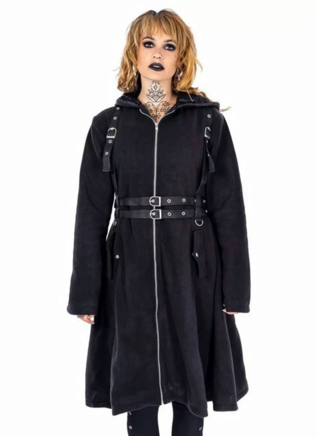 Heartless Wintermantel Lucretia Gothic Cyber Punk Riemen günstig online kaufen