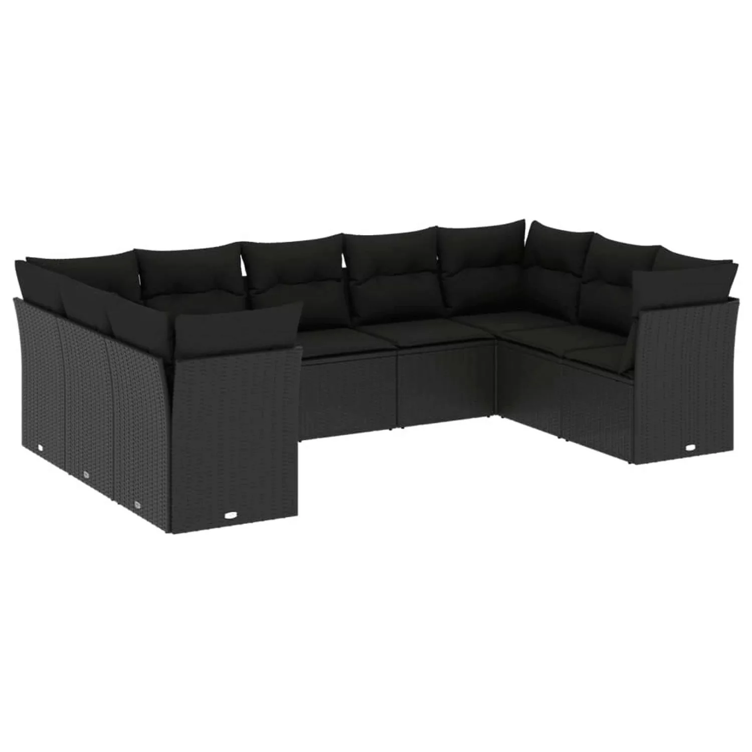 vidaXL 9-tlg Garten-Sofagarnitur mit Kissen Schwarz Poly Rattan Modell 14 günstig online kaufen