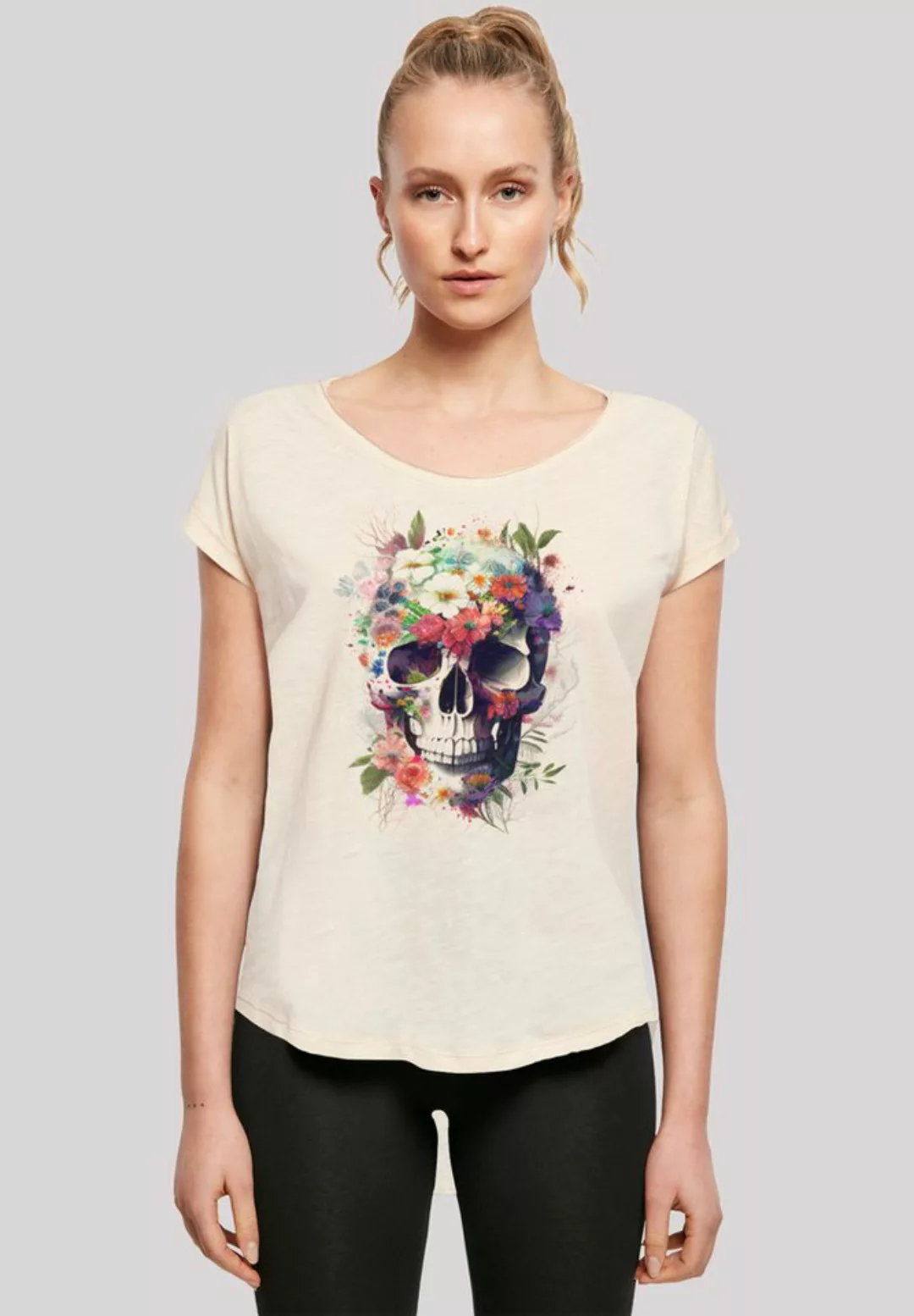 F4NT4STIC T-Shirt Totenkopf Blumen Print günstig online kaufen