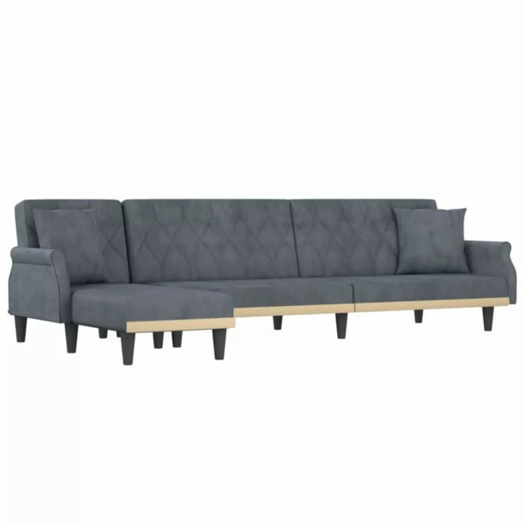 vidaXL Sofa Schlafsofa in L-Form Dunkelgrau 271x140x70 cm Samt Schlafcouch günstig online kaufen