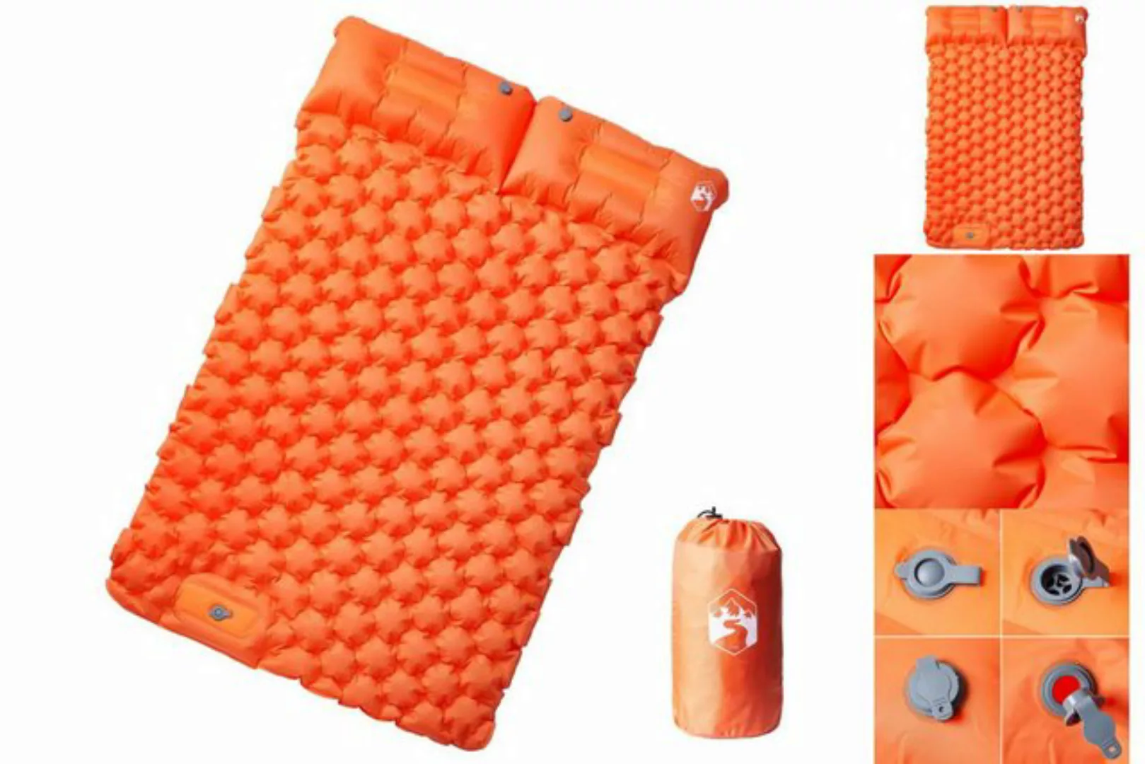 vidaXL Luftbett Doppel-Isomatte mit Kissen Selbstaufblasend Orange Camping günstig online kaufen