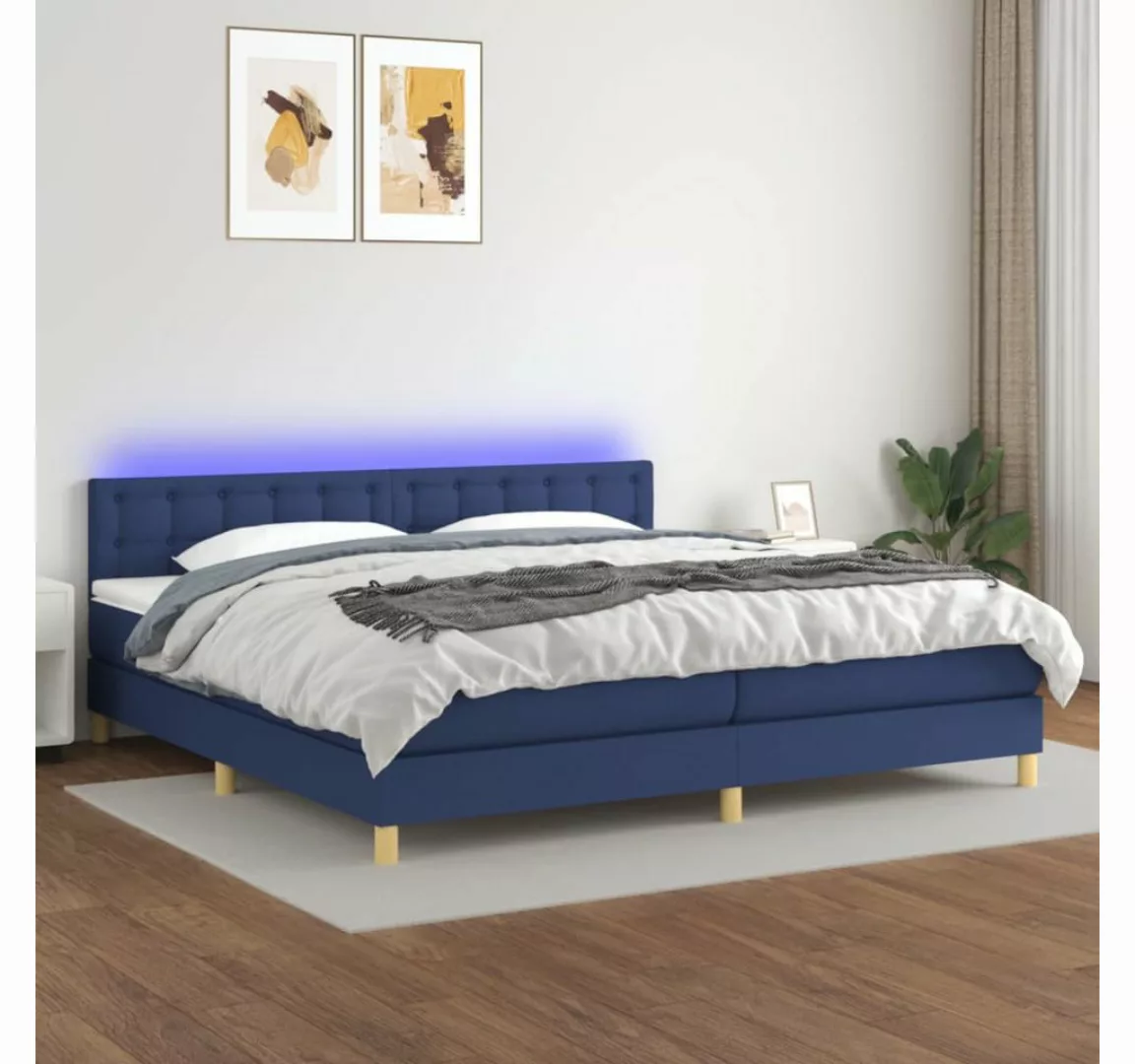 vidaXL Boxspringbett Boxspringbett mit Matratze LED Blau 200x200 cm Stoff B günstig online kaufen