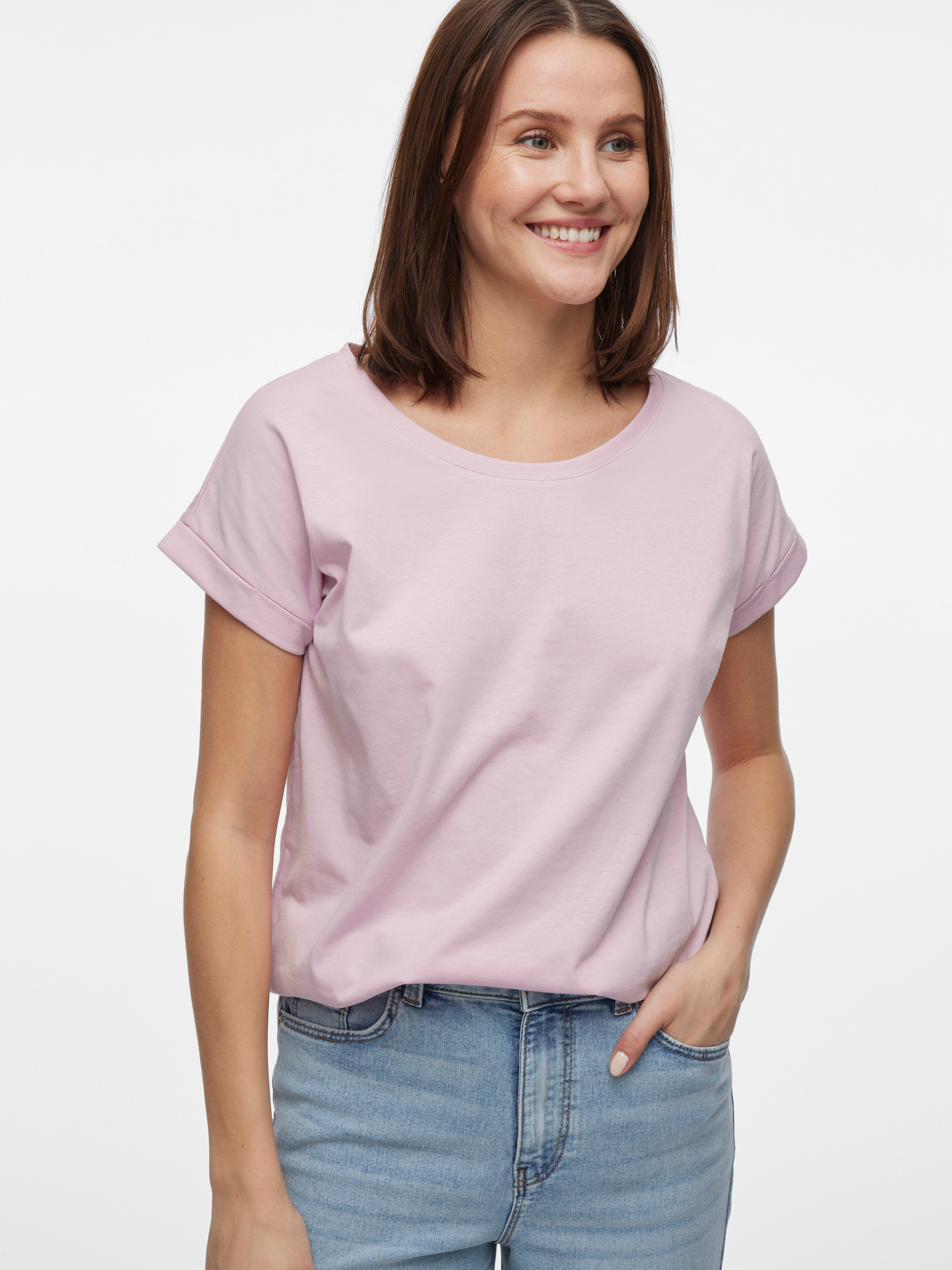 Vila Rundhalsshirt "VIDREAMERS NEW PURE T-SHIRT/SU-NOOS", Basic Damen-T-Shi günstig online kaufen