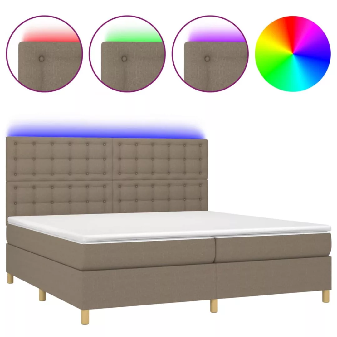 Vidaxl Boxspringbett Mit Matratze & Led Taupe 200x200 Cm Stoff günstig online kaufen