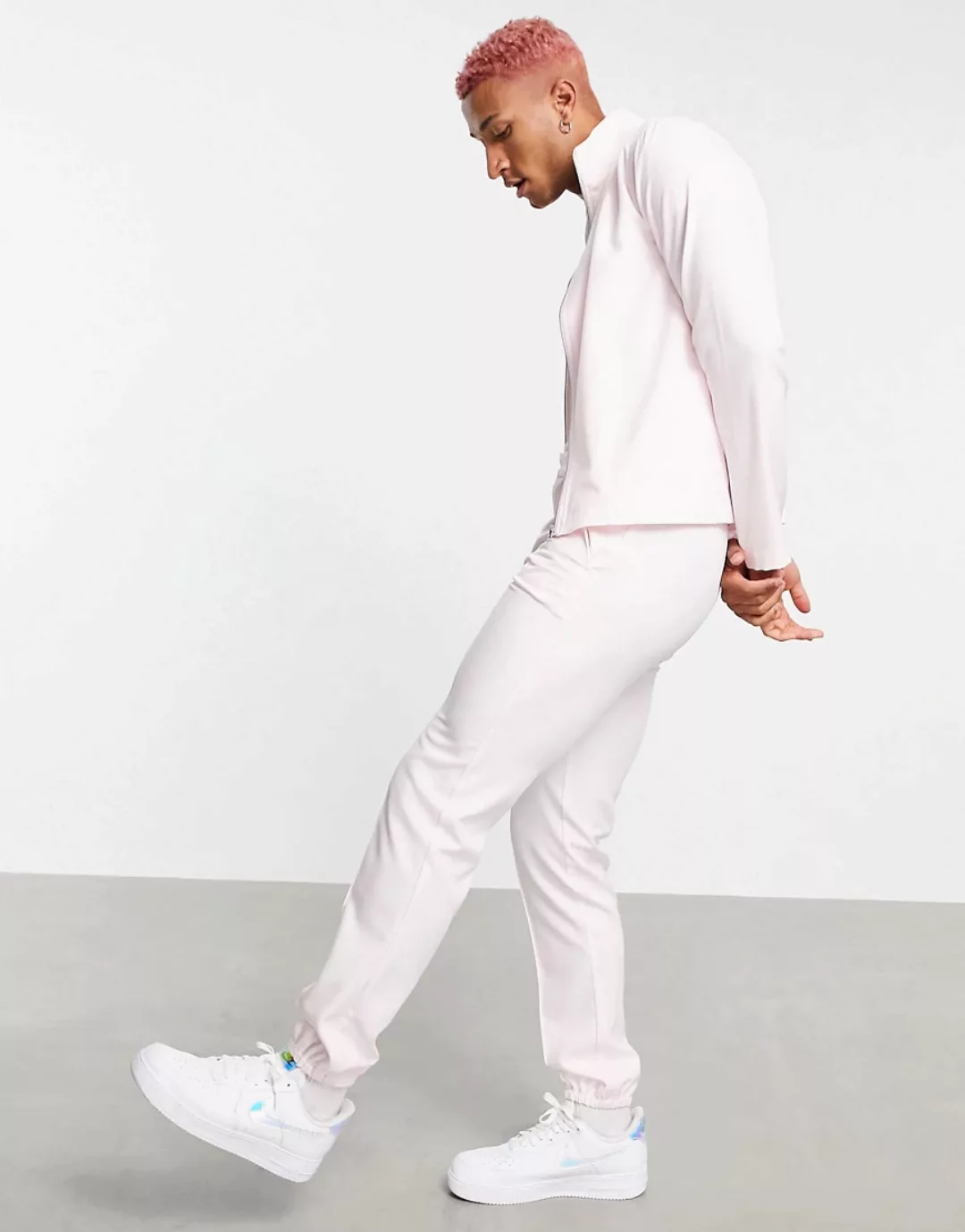 ASOS DESIGN – Elegante, schmale Jogginghose in Pastellrosa, Kombiteil günstig online kaufen