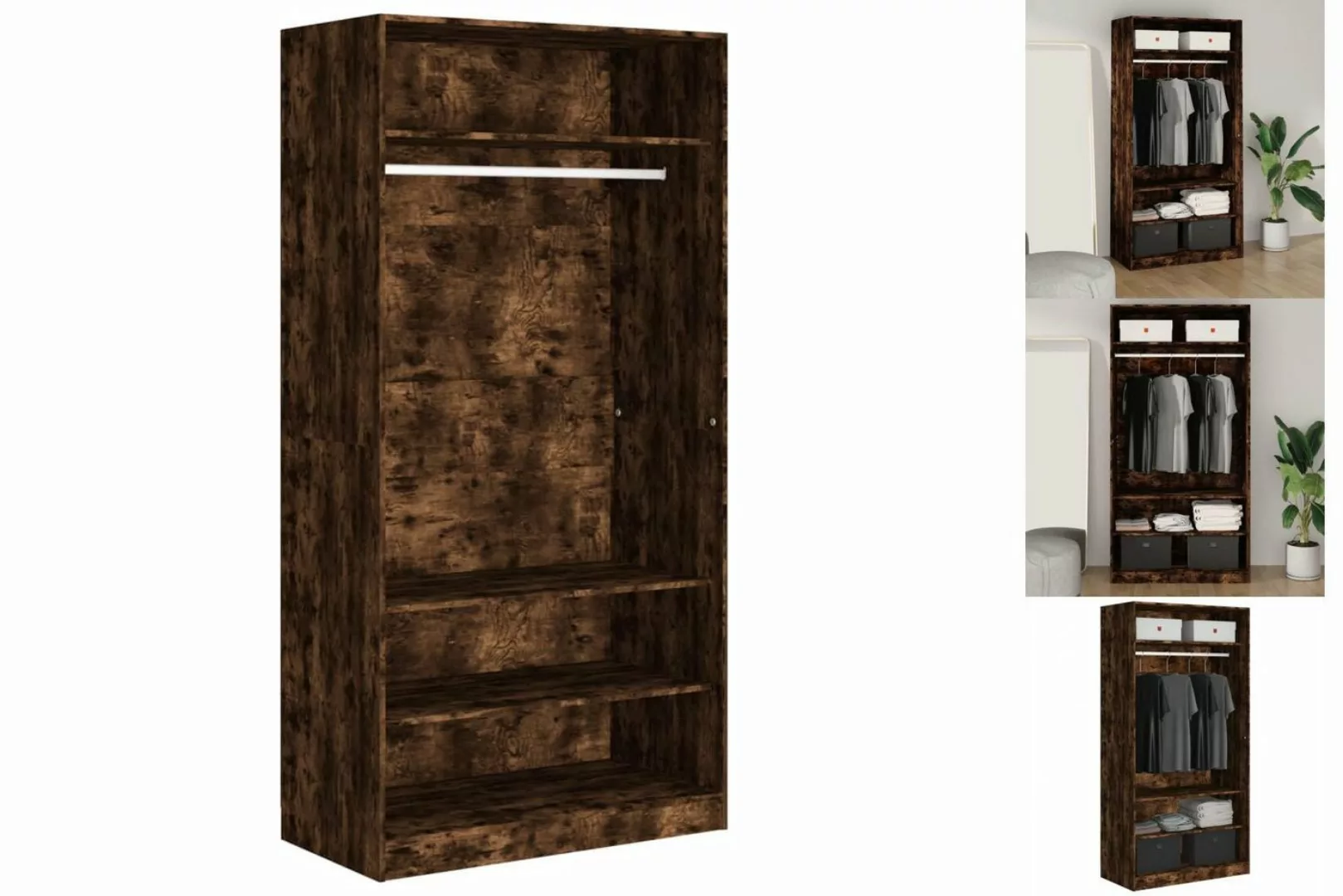 vidaXL Kleiderschrank Kleiderschrank Räuchereiche 100x50x200 cm Spanplatte günstig online kaufen