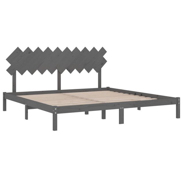 vidaXL Bettgestell Massivholzbett Grau 200x200 cm Bett Bettgestell günstig online kaufen