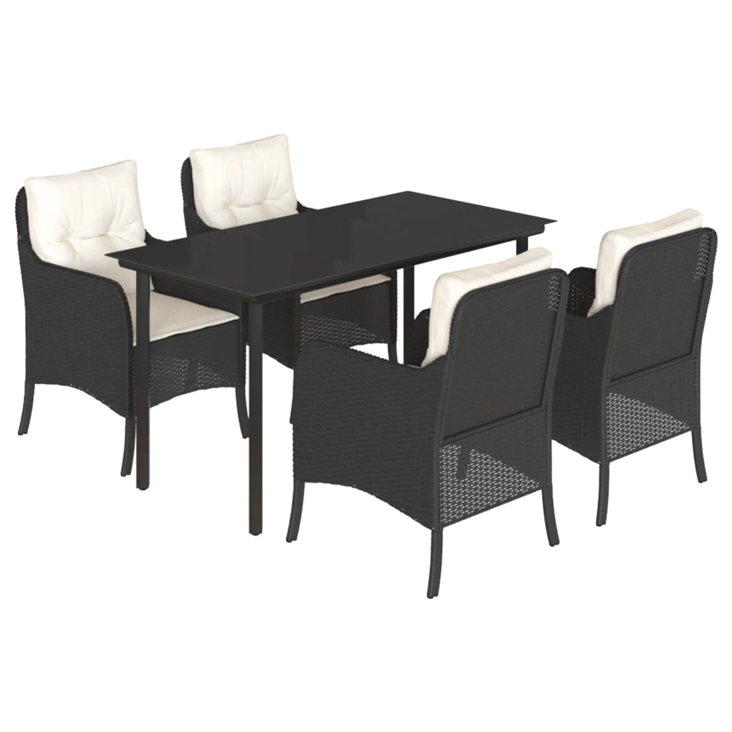 vidaXL 5-Tlg Garten-Essgruppe mit Kissen Schwarz Poly Rattan 3211915 günstig online kaufen