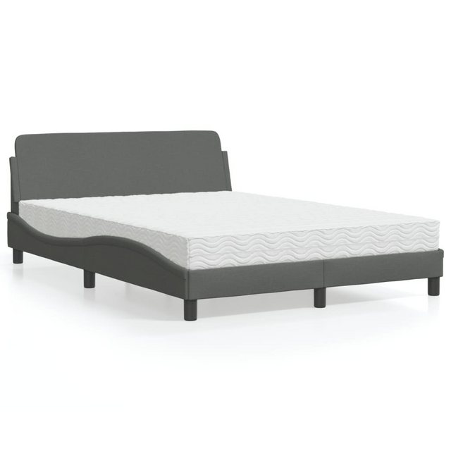 vidaXL Bettgestell Bett mit Matratze Dunkelgrau 120x200 cm Stoff Bett Bettg günstig online kaufen