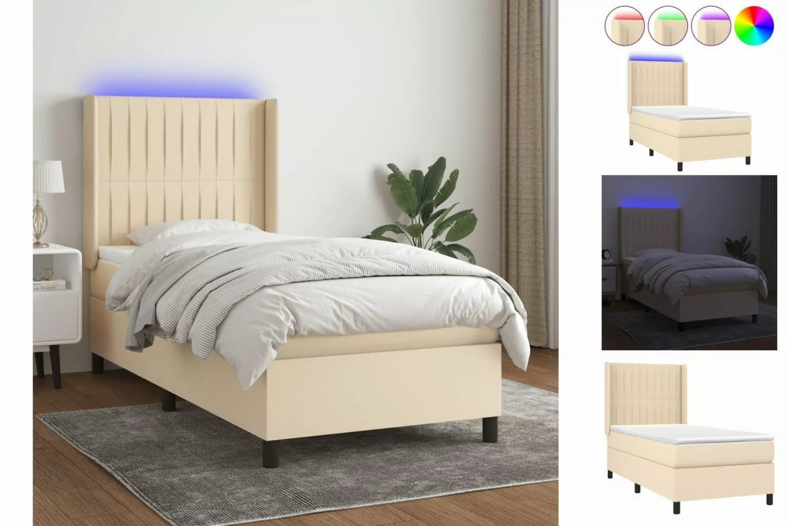 vidaXL Boxspringbett Bett Boxspringbett mit Matratze und LED Stoff (90 x 20 günstig online kaufen