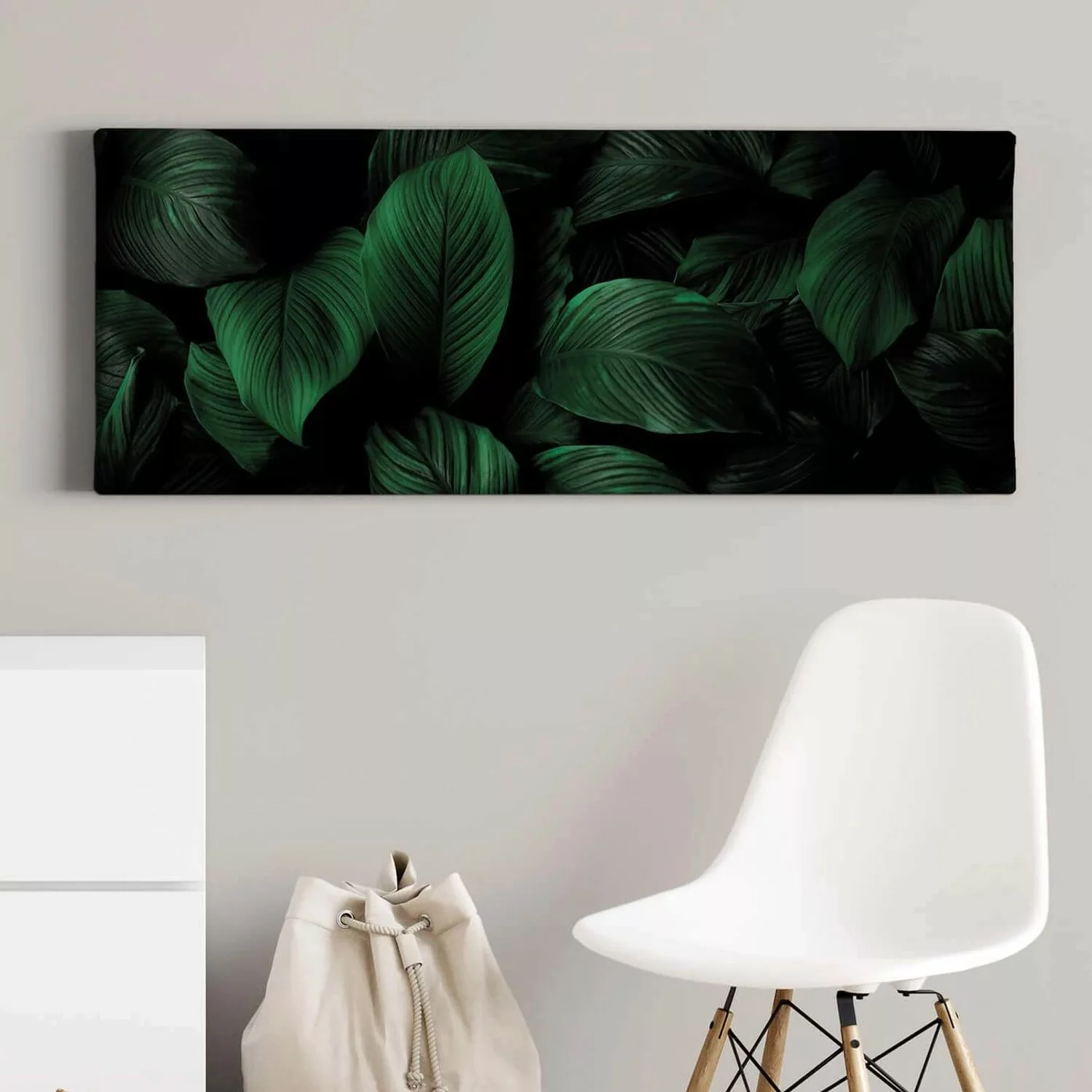 Bricoflor Bild Mit Grünen Blättern Auf Leinwand Dschungel Wandbild Mit Palm günstig online kaufen