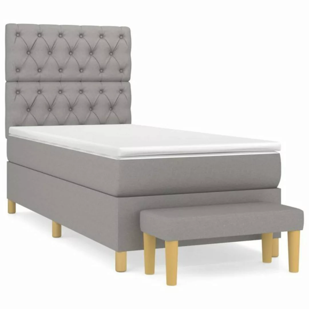 furnicato Bett Boxspringbett mit Matratze Hellgrau 80x200 cm Stoff günstig online kaufen