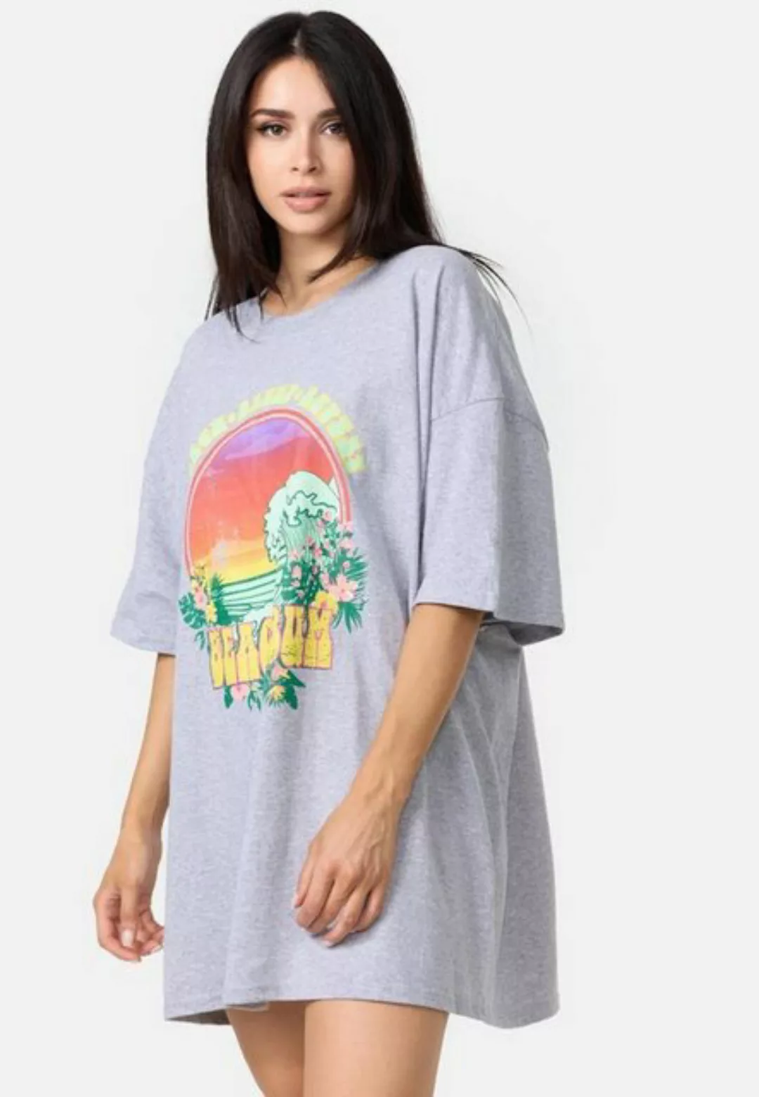 Worldclassca T-Shirt Worldclassca Oversized BEACH BUM Print T-Shirt lang So günstig online kaufen