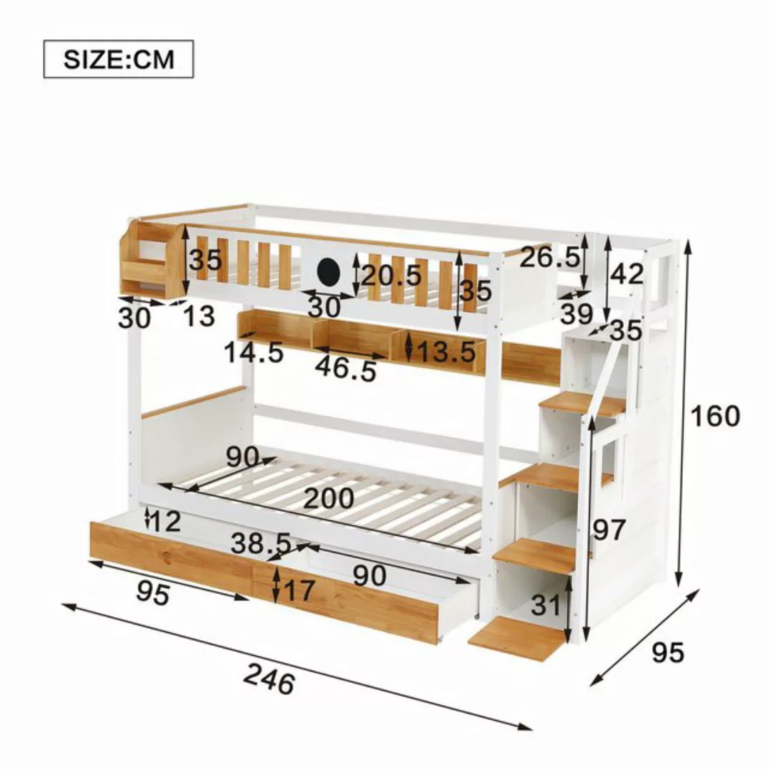 liebtech Etagenbett ett mit Treppe, Reichlich Stauraum, Rahmen aus Kiefernh günstig online kaufen