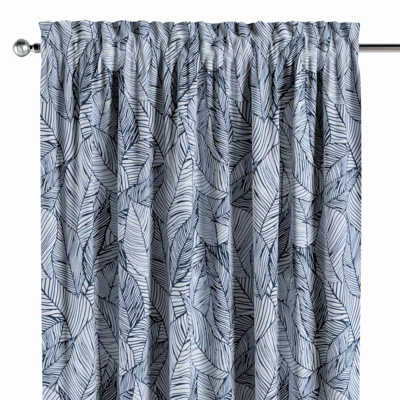 Vorhang mit Tunnel und Köpfchen, dunkelblau-weiß, Velvet (704-34) günstig online kaufen