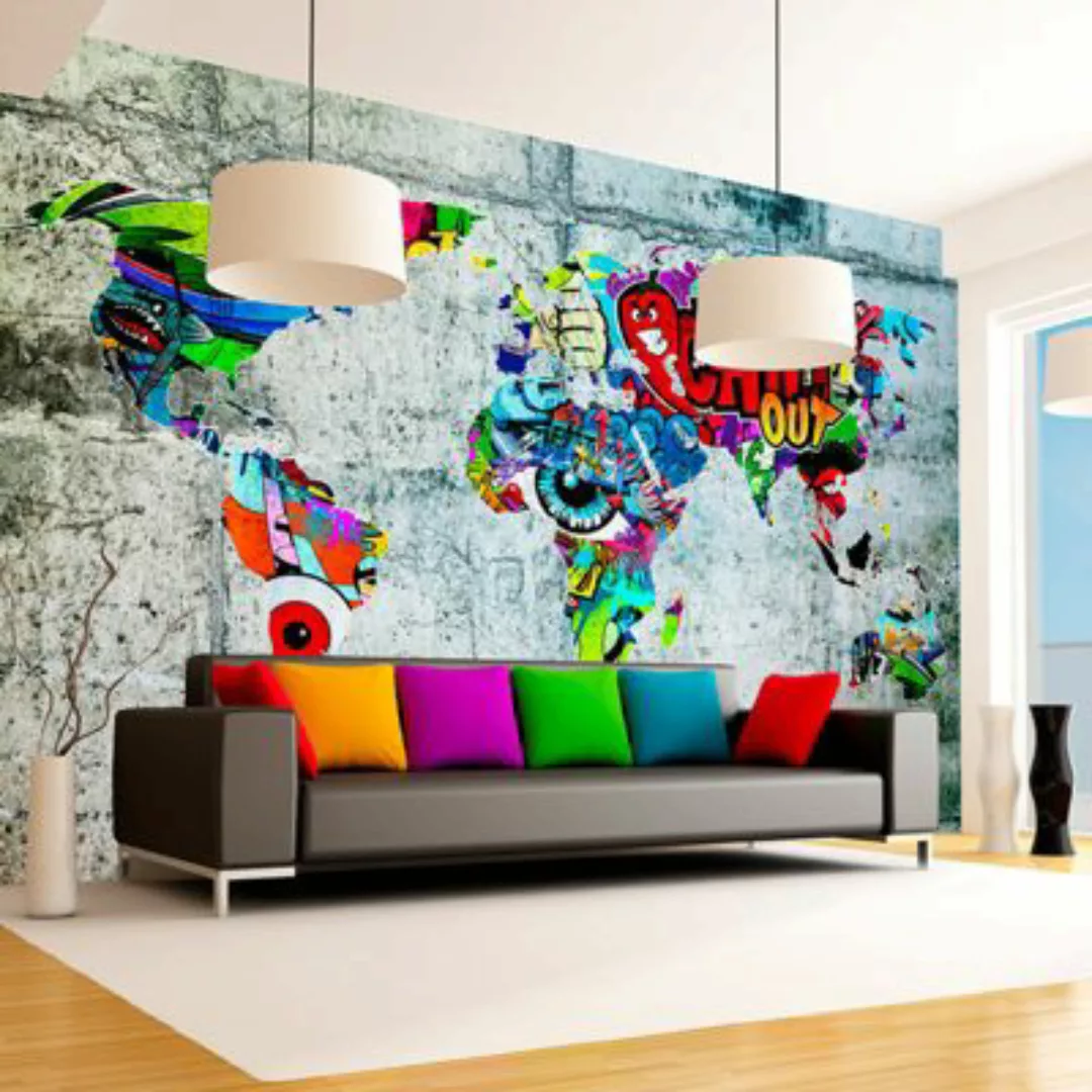 artgeist Fototapete Map - Graffiti mehrfarbig Gr. 250 x 175 günstig online kaufen
