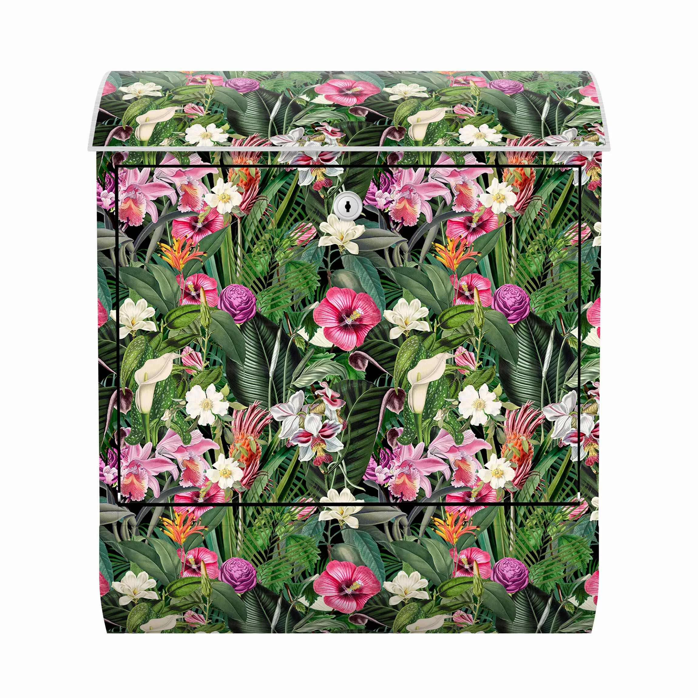 Briefkasten Blumen Bunte tropische Blumen Collage günstig online kaufen