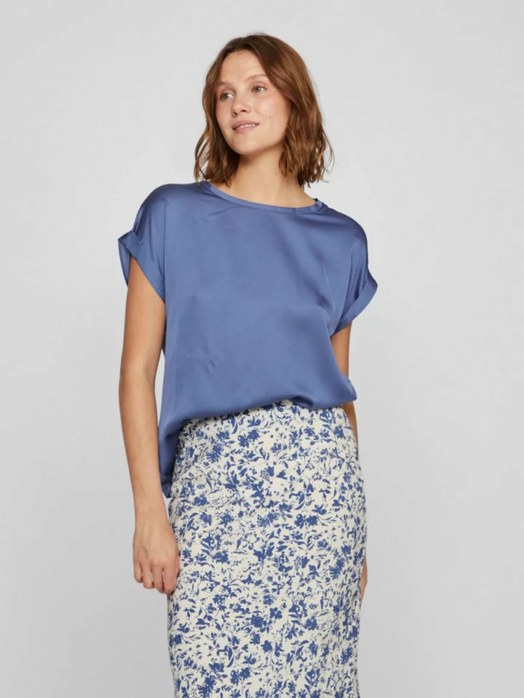 Vila Kurzarmshirt VIELLETTE S/S SATIN TOP - NOOS Satin Optik günstig online kaufen