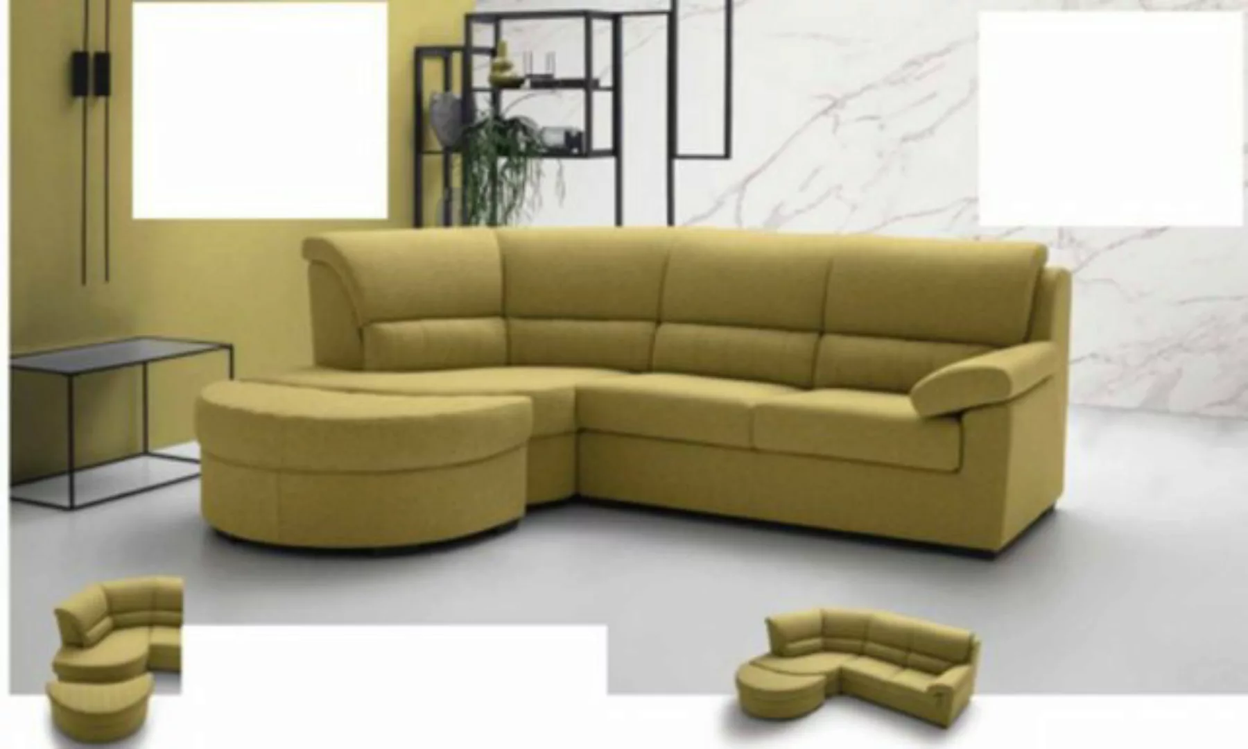 Xlmoebel Ecksofa Luxus Ecke Couch L-Form Italien Möbel Textil Gelb Moderne, günstig online kaufen