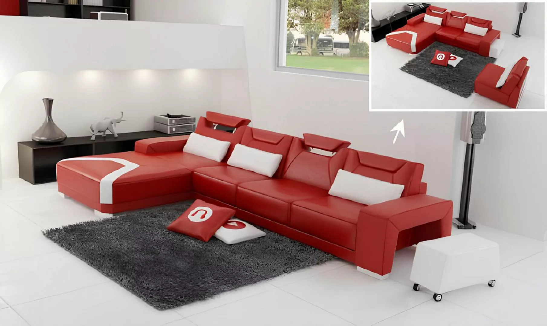 Xlmoebel Ecksofa Sofa mit USB-Anschluss in Leder für Wohnbereich PH739B, He günstig online kaufen