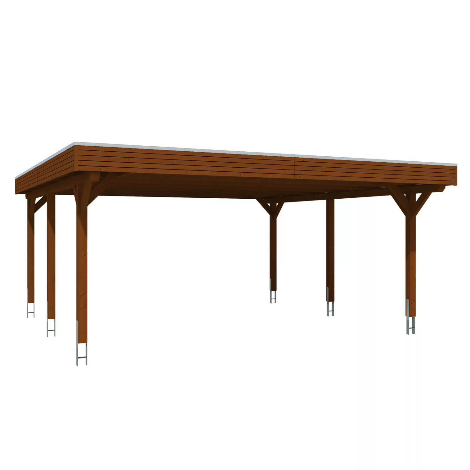 Skan Holz Carport Spessart 611 x 604 cm Nuss günstig online kaufen