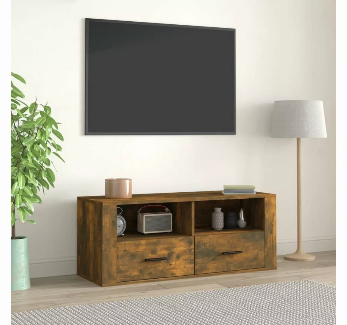 furnicato TV-Schrank Räuchereiche 100x35x40 cm Holzwerkstoff günstig online kaufen