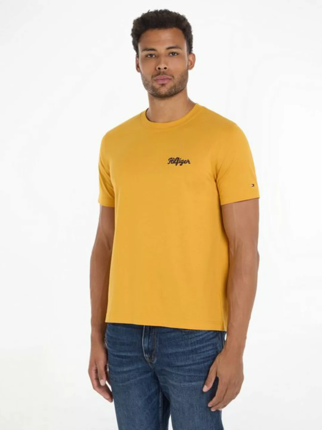 Tommy Hilfiger T-Shirt HILFIGER CHAINSTITCH TEE mit Markenprint auf der Bru günstig online kaufen