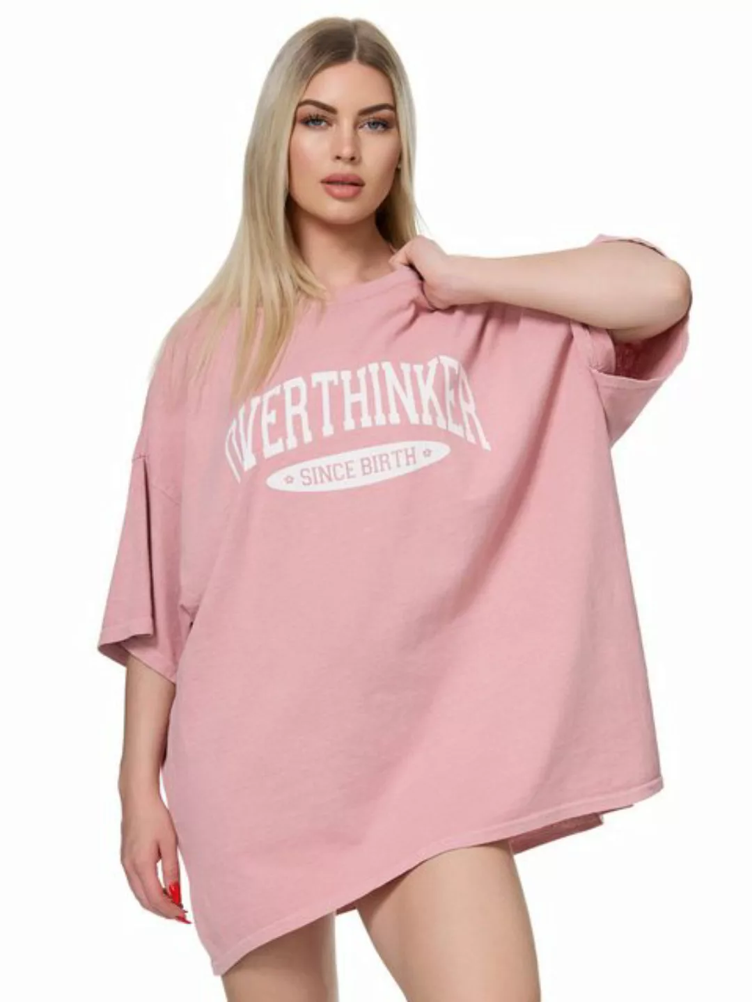 Worldclassca T-Shirt Worldclassca Oversized Print OVERTHINKER T-Shirt lang günstig online kaufen