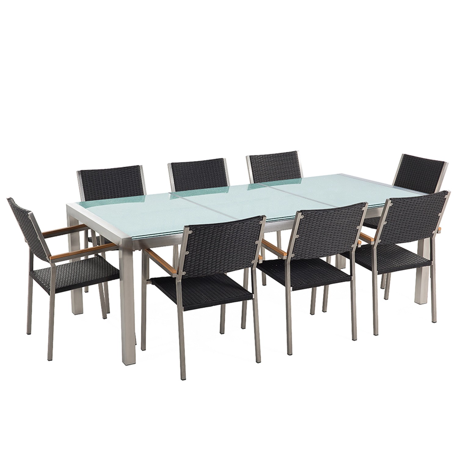 Beliani Gartentisch Set Schwarz Transparent Silber 100x220x88 günstig online kaufen