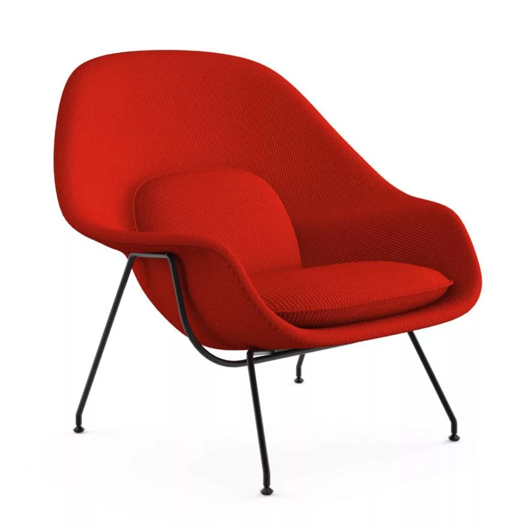 Knoll International - Womb Chair Relax Sessel Gestell schwarz - rot/Stoff C günstig online kaufen