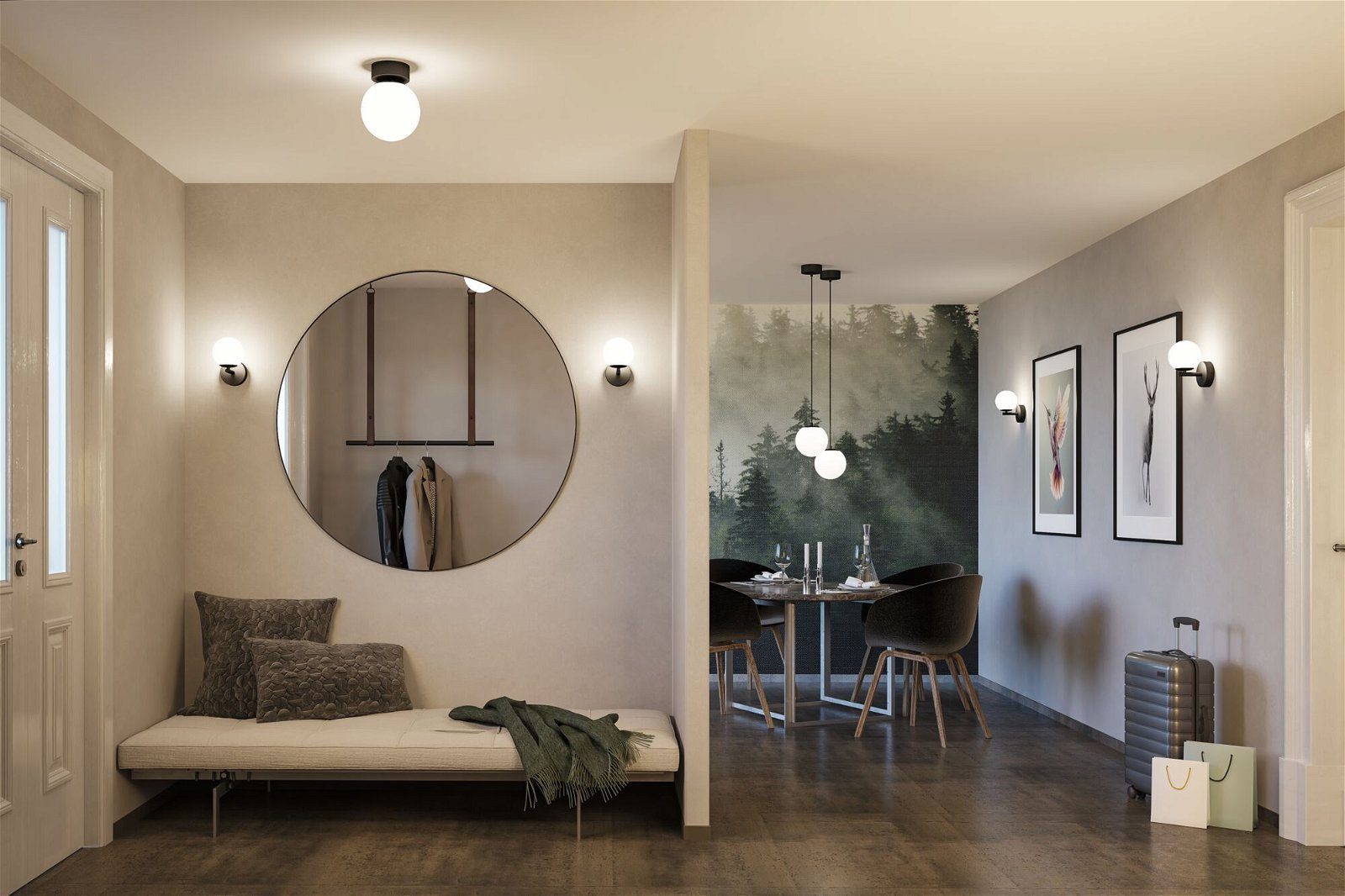 LED Wandleuchte Gove in Schwarz-matt und Weiß 5W 400lm IP44 günstig online kaufen