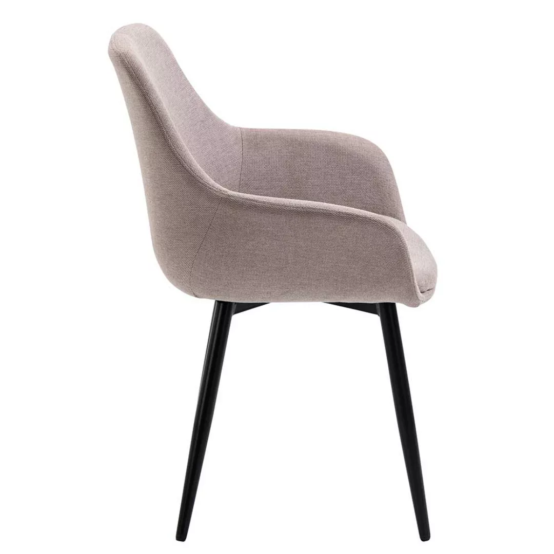 Esstisch Stühle in Altrosa und Schwarz Webstoff Bezug (2er Set) günstig online kaufen