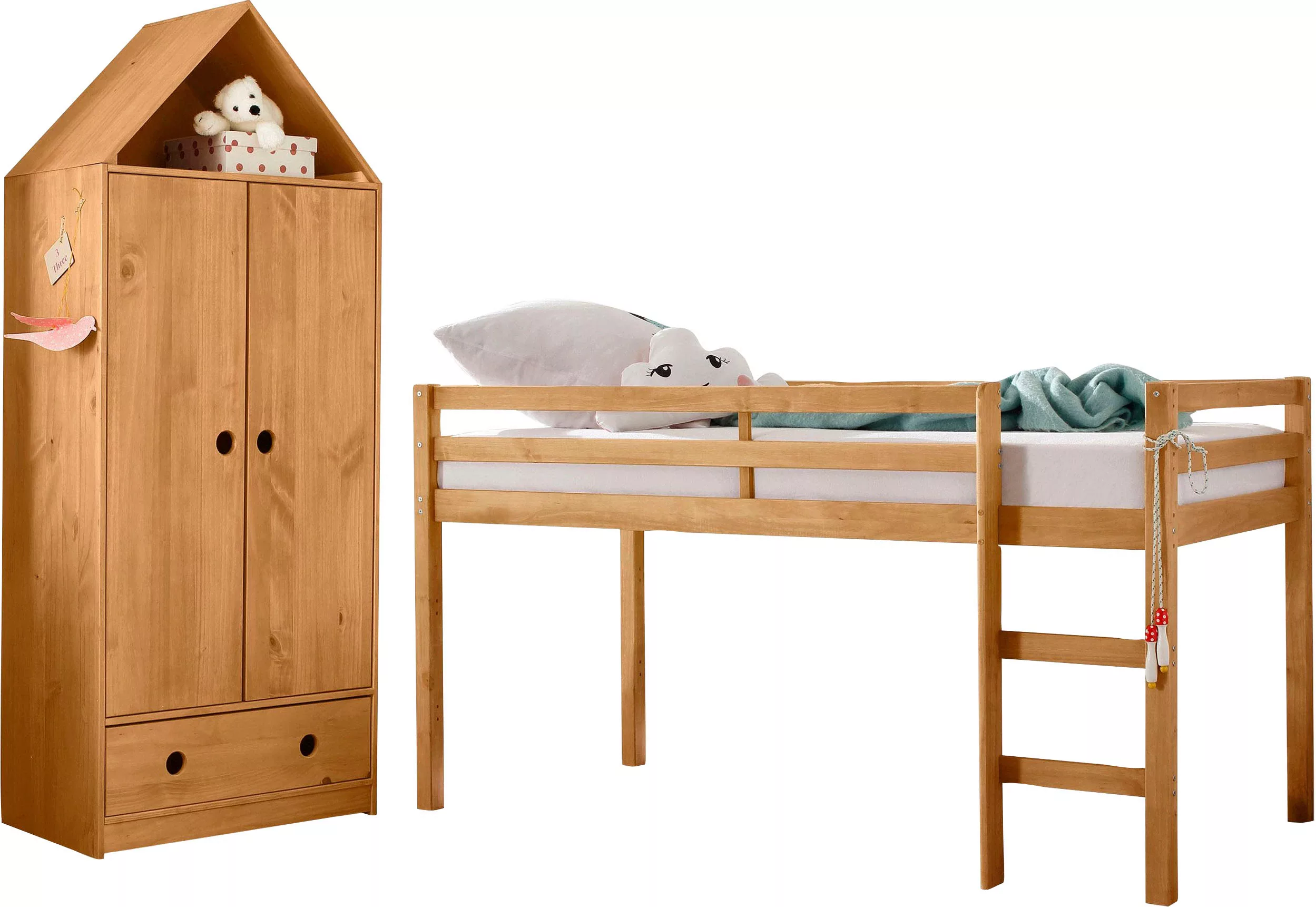 Lüttenhütt Jugendzimmer-Set "Alpi", (Spar-Set, 2 St.), Hochbett und Kleider günstig online kaufen