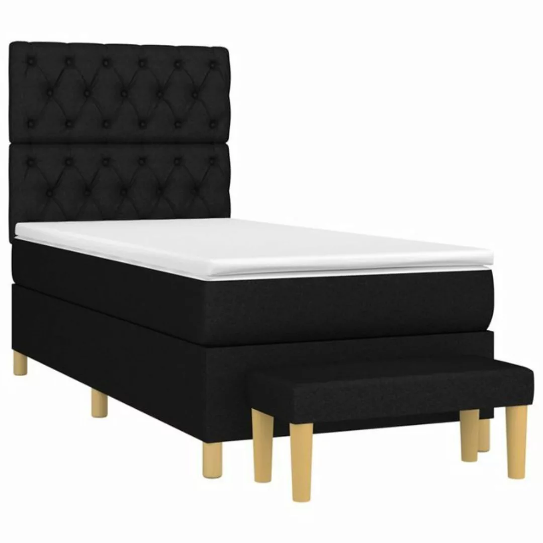 vidaXL Bettgestell Boxspringbett mit Matratze Schwarz 80x200 cm Stoff Bett günstig online kaufen