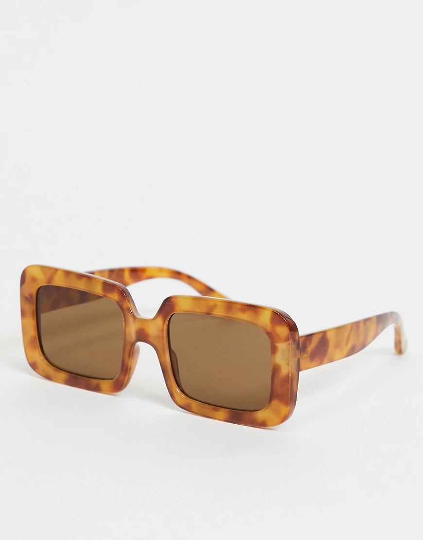Mango – Sonnenbrille in Braun mit eckigen Gläsern und Schildpattoptik-Rot günstig online kaufen