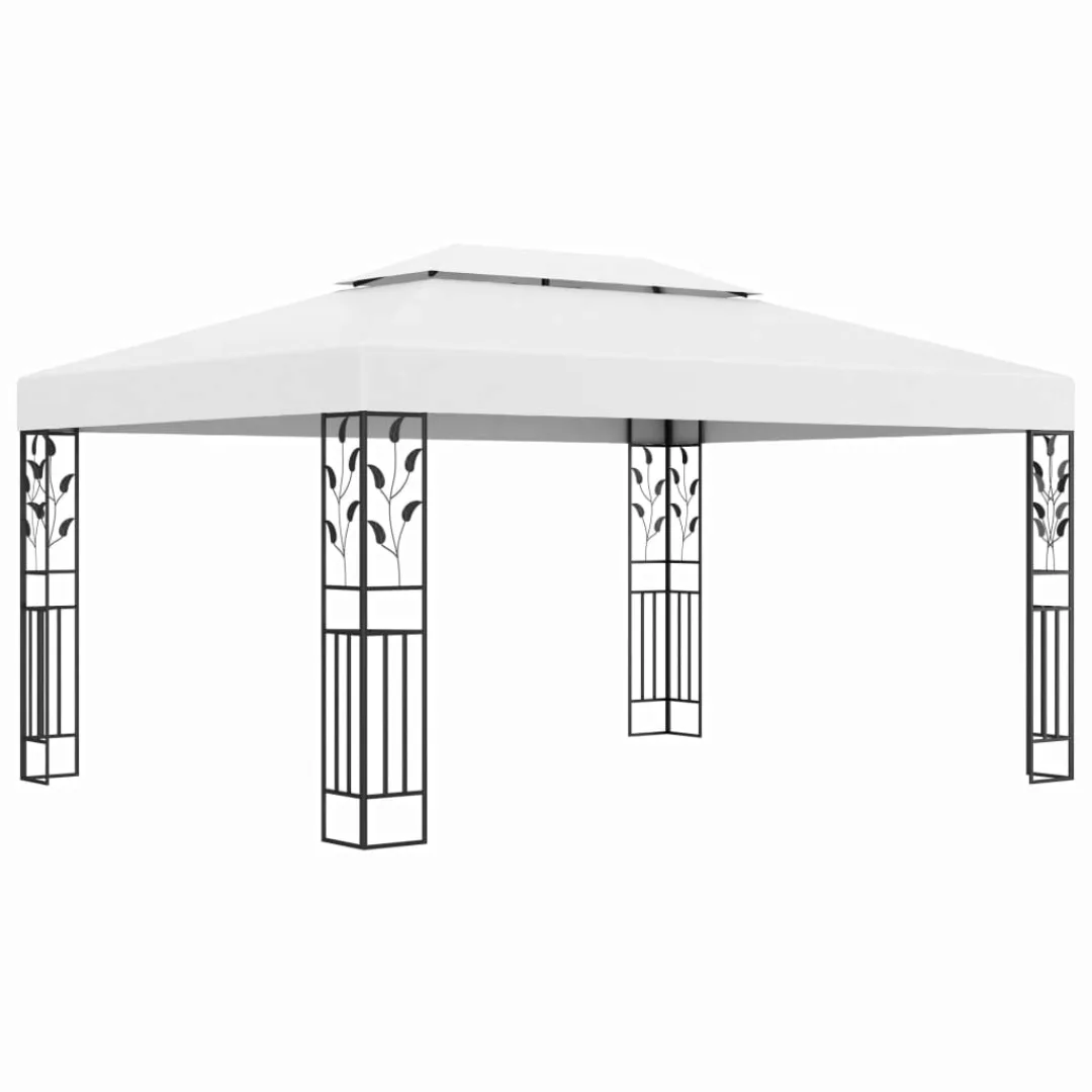 Pavillon Mit Doppeldach Und Lichterketten 3x4 M Weiß günstig online kaufen