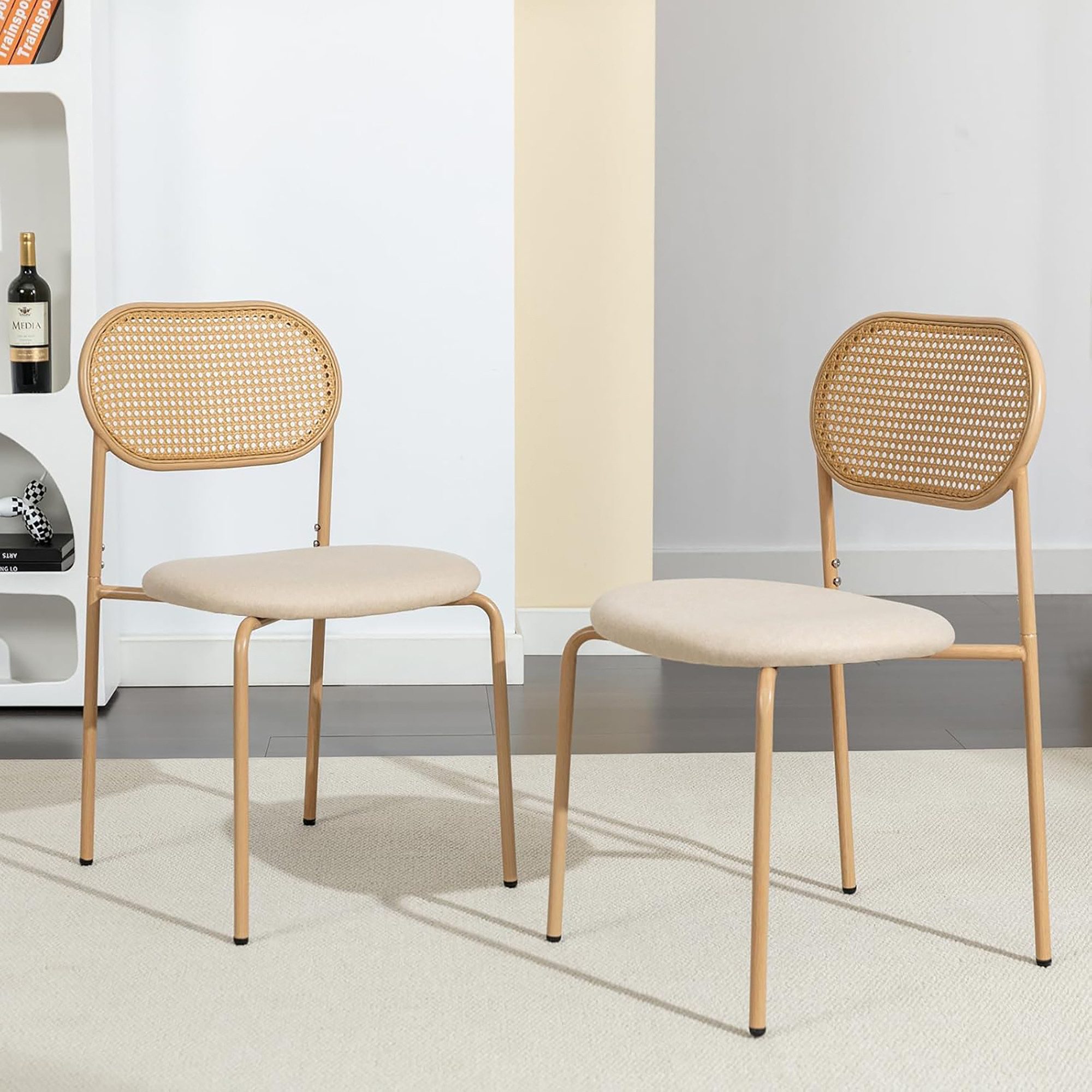 Furnishings Home Rattanstuhl 4-Fußstuhl Polsterstühle Esszimmerstuhl günstig online kaufen