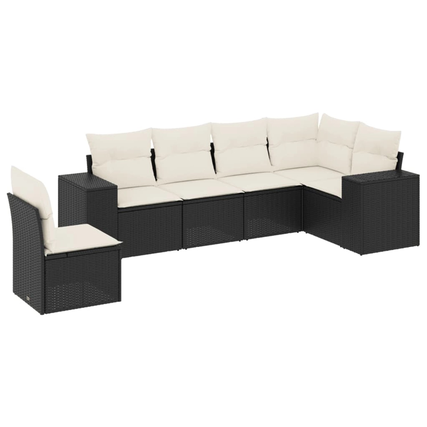 vidaXL 6-Tlg Garten-Sofagarnitur mit Kissen Schwarz Poly Rattan 3222625 günstig online kaufen