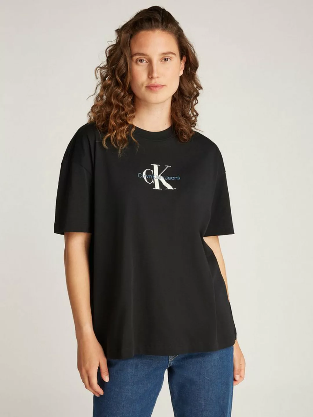 Calvin Klein Jeans T-Shirt TEXTURED MONOLOGO BOYFRIEND TEE mit Logodruck günstig online kaufen