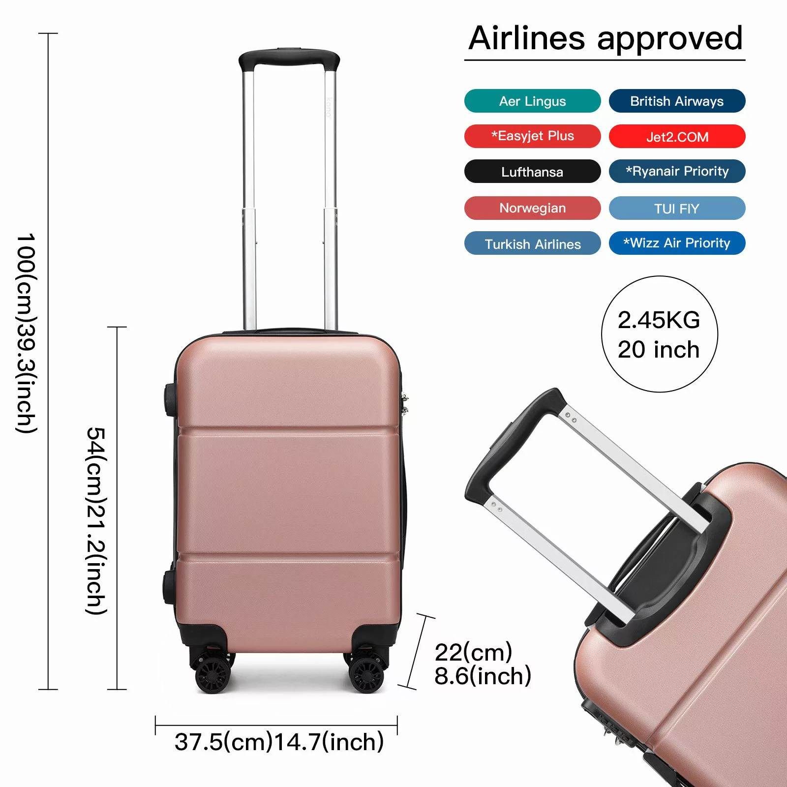 KONO Trolleyset 4 Rollen, (3 tlg), günstig online kaufen