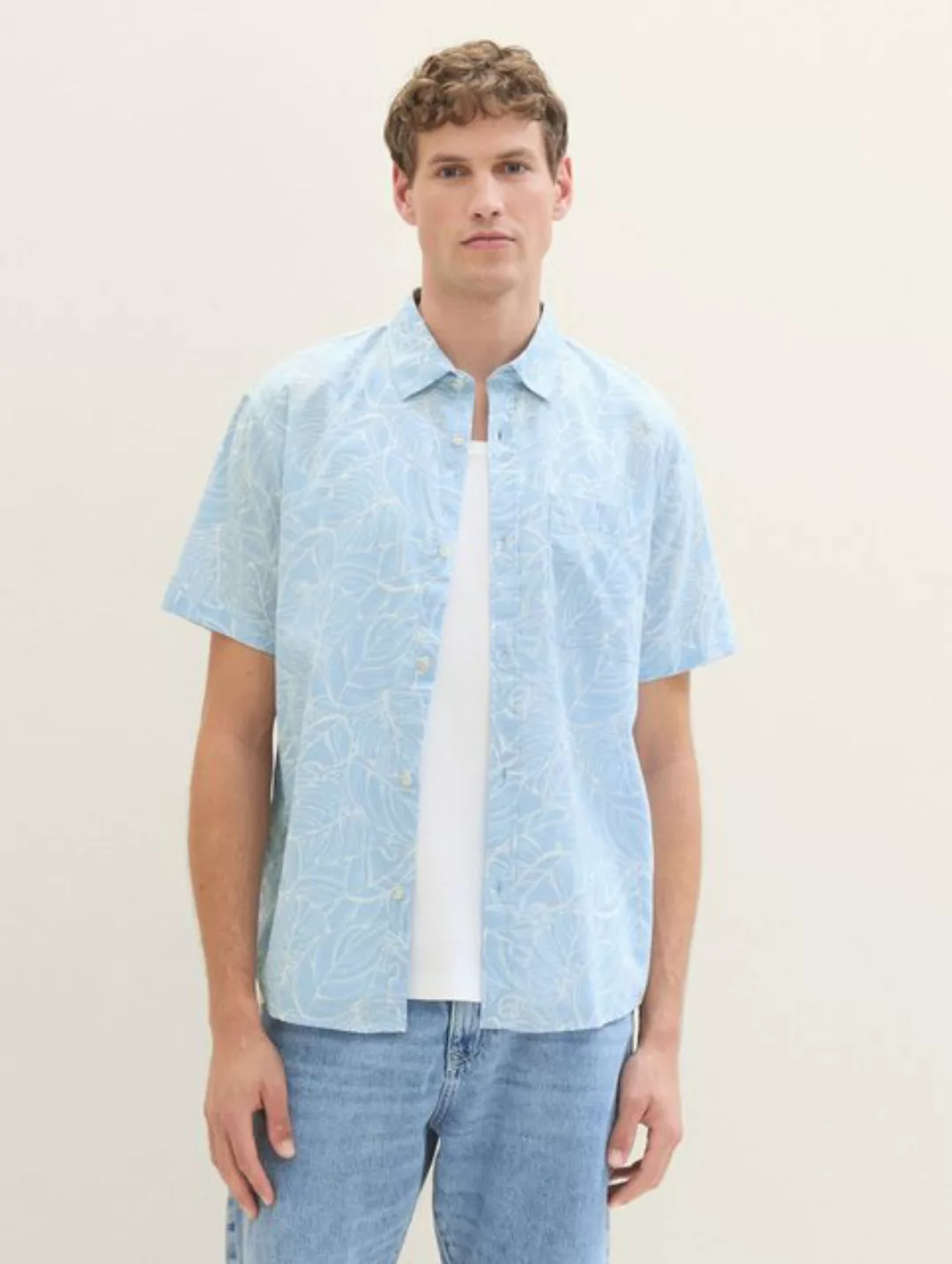 TOM TAILOR Denim Kurzarmhemd mit modischem Allover-Print günstig online kaufen
